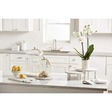 Mud Pie Large Beaded Base Decorative Cloche, White