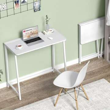 WOHOMO Folding Desk, 31.5" Small Desk for Small Spaces, Easy Assemble Foldable Computer Desk for Lap...