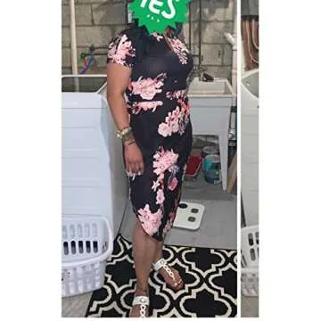 TEMOFON Women's Summer Floral Geometric Casual Midi Dress