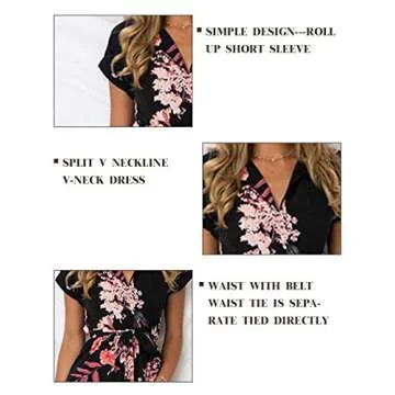 TEMOFON Women's Summer Floral Geometric Casual Midi Dress