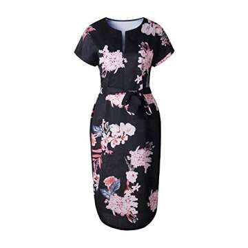 TEMOFON Women's Summer Floral Geometric Casual Midi Dress