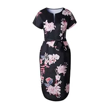 TEMOFON Women's Summer Floral Geometric Casual Midi Dress
