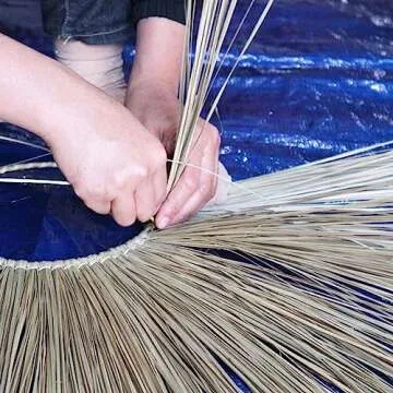 PEMAR Seagrass Wicker Wall Décor Rustic Fan Hanging Boho Woven Basket Wall Pediment Headboard Home Decorative Farmhouse Art for Apartment, Living Room, Bedroom Decoration