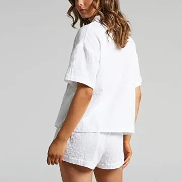 Flygo Women's Cotton Linen 2-Piece Summer Outfit