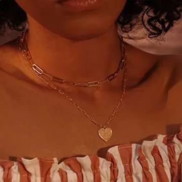 Gold Heart Necklace - Stylish Layered Initial Jewelry