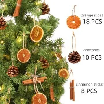 Christmas Decorations - 36Pcs Natural Orange Slices Cinnamon Pinecones Set with Jute Hangers - Uniqu...