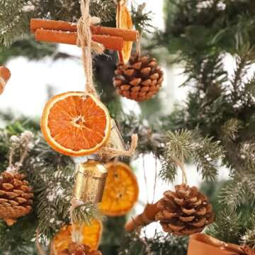 Christmas Decorations - 36Pcs Natural Orange Slices Cinnamon Pinecones Set with Jute Hangers - Unique Craft Ornaments Bulk for Xmas Tree - Holiday Farmhouse Rustic Decor Indoor