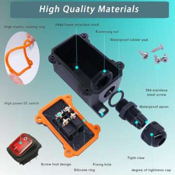 KarlKers 12V Inline Cord Switch IP67 Waterproof, 20A Outdoor ON/Off Toggle Switch DC 12V-24V with Re...