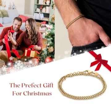 Galis Wrap Bracelets For Women and Men - Unisex Premium Stainless Steel Bracelet for Men & Women, Gold Plated Non Tarnish Bracelet - Double Wrap Wheat Chain Style with Lobster Claw Clasp 7"