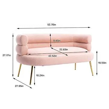 Wealthman Accent Loveseat Sofa for Living Room, High Back Armchair，Modern Mini Couch with Tufted Backrest, Upholstered Comfy Settee Loveseat for Bedroom, Small Space (Pink)