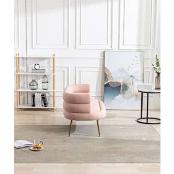 Wealthman Accent Loveseat Sofa for Living Room, High Back Armchair，Modern Mini Couch with Tufted Backrest, Upholstered Comfy Settee Loveseat for Bedroom, Small Space (Pink)