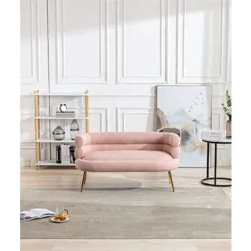 Wealthman Accent Loveseat Sofa for Living Room, High Back Armchair，Modern Mini Couch with Tufted Backrest, Upholstered Comfy Settee Loveseat for Bedroom, Small Space (Pink)