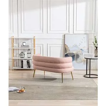 Wealthman Accent Loveseat Sofa for Living Room, High Back Armchair，Modern Mini Couch with Tufted Backrest, Upholstered Comfy Settee Loveseat for Bedroom, Small Space (Pink)