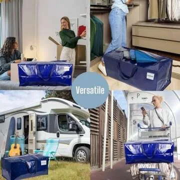 VENO 10 Pack Moving Bags w/Backpack Straps, Heavy Duty, Moving Boxes Alternative, Packing Supplies, Large Storage Totes for Dorm Room Essentials with Zipper for Clothes (Blue, 10 Pack)