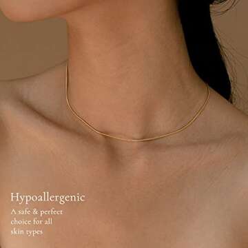 Trendy DEARMAY Gold Herringbone Choker Necklace - Elegant Gift for Women