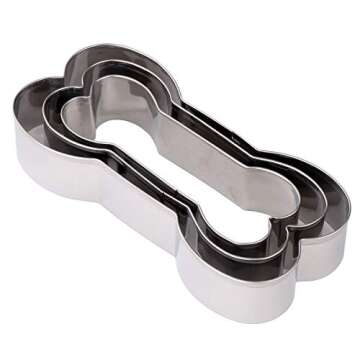 HAZOULEN 3-Piece Dog Bone Shaped Cookie Cutter Set, Stainless Steel