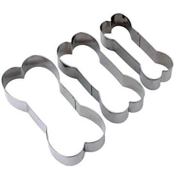 HAZOULEN 3-Piece Dog Bone Cookie Cutter Set