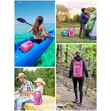 HEETA Dry Bag Waterproof for Women Men, Roll Top Lightweight Dry Storage Bag Backpack with Phone Case for Travel, Swimming, Boating, Kayaking, Camping and Beach (Transparent Rose Red, 20L)