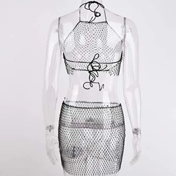 See Through Mesh Diamond Tank Top for Women - Festival Ready!