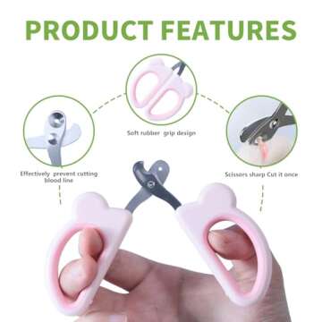 UOZVIE Cat Grooming Brush & Nail Clipper Set - Green