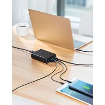 USB C Wall Charger, Anker Premium 60W 5-Port Desktop Charger with One 30W Power Delivery Port for MacBook Air 2018, Ipad Pro 2018, S10, and 4 Poweriq Ports for iPhone Xs/Max/XR/X/8, S9/S8 and More