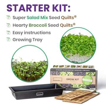 HAMAMA Microgreens Growing Kit - Sprouts Growing Kit, Sprouting Kit - Grow Microgreens Indoor, Microgreens Starter Kit with Microgreens Tray, Organic & Non-GMO Microgreen Seeds【Broccoli & Salad Seeds】