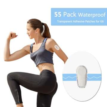 G6 Adhesive Patches Waterproof - 55 Pack Invisible Water-Resistant G6 Overpatch Transparent Stickers...