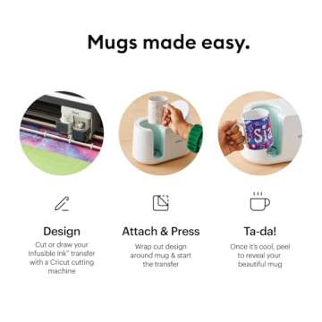 Cricut Beveled Blank Mug, Ceramic-Coated, Dishwasher & Microwave Safe to Decorate, Mug Press & Infusible Ink Compatible,15 Oz Sublimation Mug, Ideal for Crafts and Printing, 6 Count, White