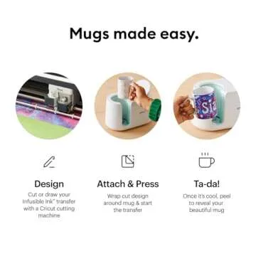 Cricut Beveled Blank Mug, Ceramic-Coated, Dishwasher & Microwave Safe to Decorate, Mug Press & Infusible Ink Compatible,15 Oz Sublimation Mug, Ideal for Crafts and Printing, 6 Count, White