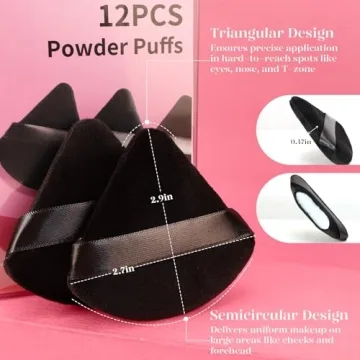 BEAKEY Velvet Triangle Powder Puffs for Makeup Perfection