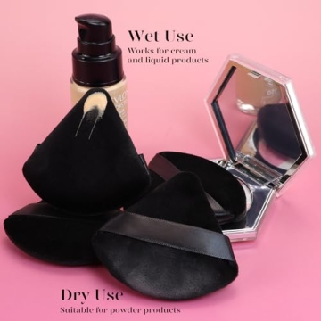 BEAKEY Velvet Triangle Powder Puffs for Makeup Perfection