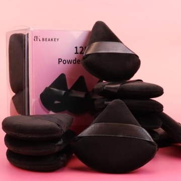 BEAKEY Velvet Triangle Powder Puffs for Makeup Perfection