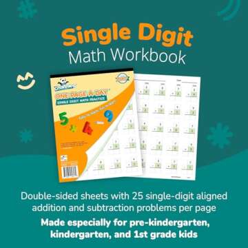 Channie’s One Page A Day Single Digit Addition & Subtraction Workbook for Pre-Kindergarten - 1st G...