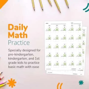 Channie’s One Page A Day Single Digit Addition & Subtraction Workbook for Pre-Kindergarten - 1st Grade Elementary School Students, Single Digit Math Practice, 50 Pages