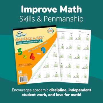 Channie’s One Page A Day Single Digit Addition & Subtraction Workbook for Pre-Kindergarten - 1st Grade Elementary School Students, Single Digit Math Practice, 50 Pages