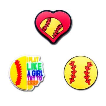 Wlyosvje 8Pcs Softball Shoe Charms for Clog Sandals, Sports Ball Decoration Charms