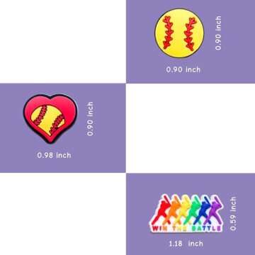 Wlyosvje 8Pcs Softball Shoe Charms for Clog Sandals, Sports Ball Decoration Charms