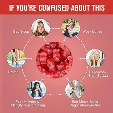Sugar Free Magnesium Glycinate Gummies, 500mg Magnesium Glycinate with 200mg Magnesium Malate, Taurate, Oxide, COQ10, Vitamin B6 and D3, Sleep & Calm Support, 60 Raspberry Gummies