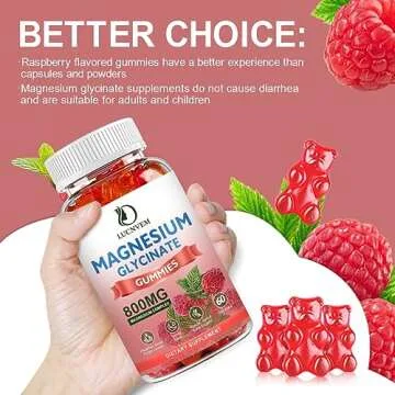 Sugar Free Magnesium Glycinate Gummies, 500mg Magnesium Glycinate with 200mg Magnesium Malate, Taurate, Oxide, COQ10, Vitamin B6 and D3, Sleep & Calm Support, 60 Raspberry Gummies