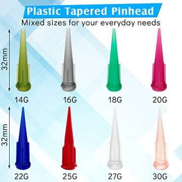 160 Pieces 8 Size Plastic Tapered Pinhead Blunt Syringe Tips Adhesive Dispensing Plastic Glue Tips f...