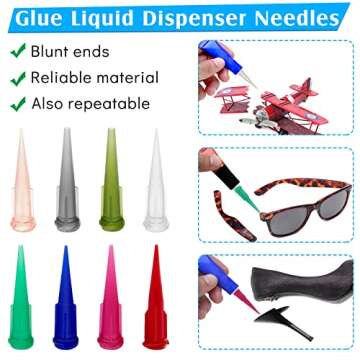 160 Pieces 8 Size Plastic Tapered Pinhead Blunt Syringe Tips Adhesive Dispensing Plastic Glue Tips for Oil or Glue Applicator