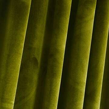 Roslynwood Olive Green Velvet Curtains 2 Panels Set, Block Light Thermal Insulated Velour Rod Pocket Drapes for Bedroom and Living Room (52 x 84 inch, OliveGreen)