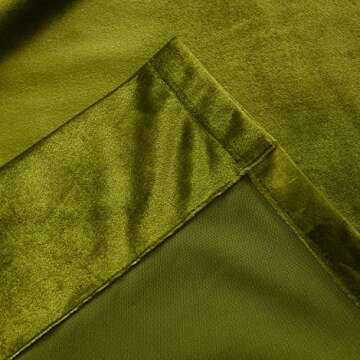 Roslynwood Olive Green Velvet Curtains 2 Panels Set, Block Light Thermal Insulated Velour Rod Pocket Drapes for Bedroom and Living Room (52 x 84 inch, OliveGreen)