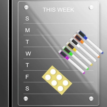 Acrylic Weekly Meal Planner - Clear Magnetic Board for Fridge
