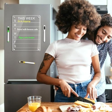 Acrylic Weekly Meal Planner - Clear Magnetic Board for Fridge