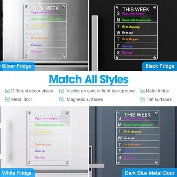 Acrylic Weekly Meal Planner - Clear Magnetic Board for Fridge