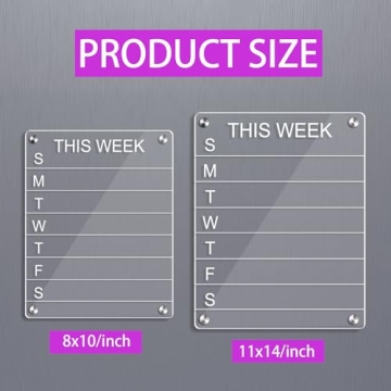 Acrylic Weekly Meal Planner - Clear Magnetic Board for Fridge
