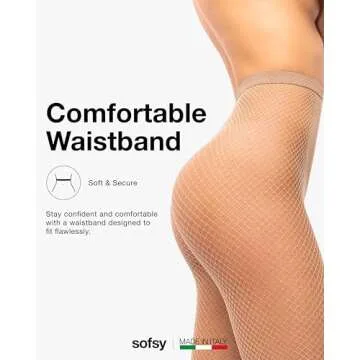 sofsy Italian-Made Nude Fishnet Stockings | High Waist Mesh Tights for Women | Goth Stockings for Casual & Party Wear | Medium/Large