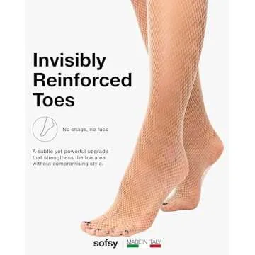 sofsy Italian-Made Nude Fishnet Stockings | High Waist Mesh Tights for Women | Goth Stockings for Casual & Party Wear | Medium/Large