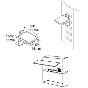 Prime-Line U 10173 Nickel Plated Metal Strip Lock Style Shelf Bracket , Knape and Vogt (8 Pack)